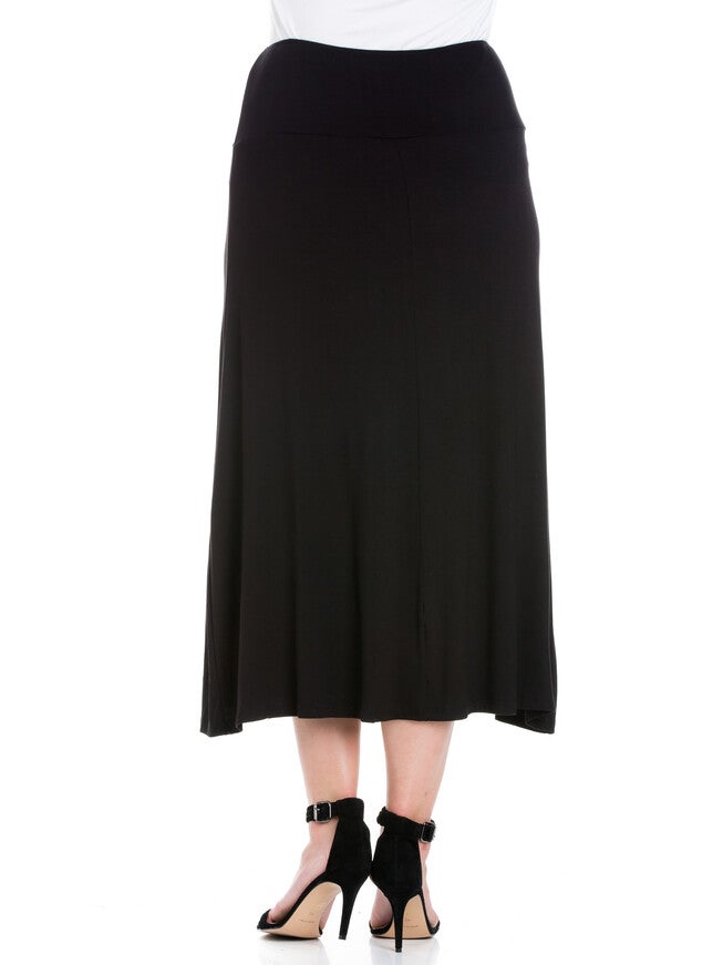 Womens Comfortable Fit Elastic Waist Plus Size Maxi Skirt, , alternate image number null