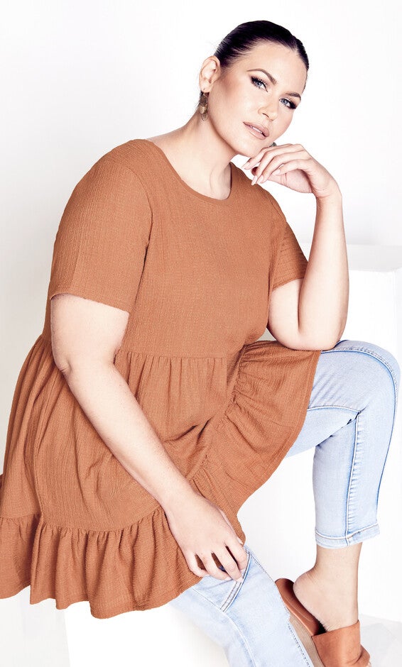 Soraya Texture Tunic - nutmeg, Brown, hi-res image number 0