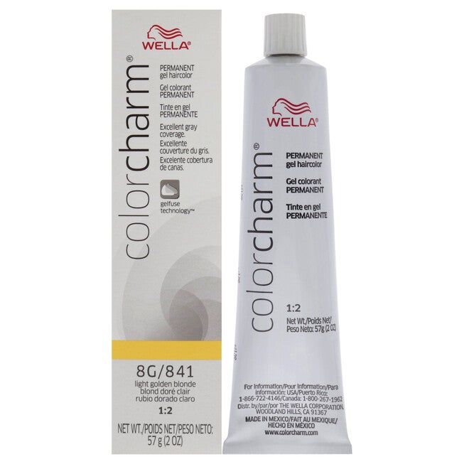 Color Charm Permanent Hair Color Gel - 8G 841 Light Golden Blonde by Wella for Unisex - 2 oz Hair Color, See Description, hi-res image number 0