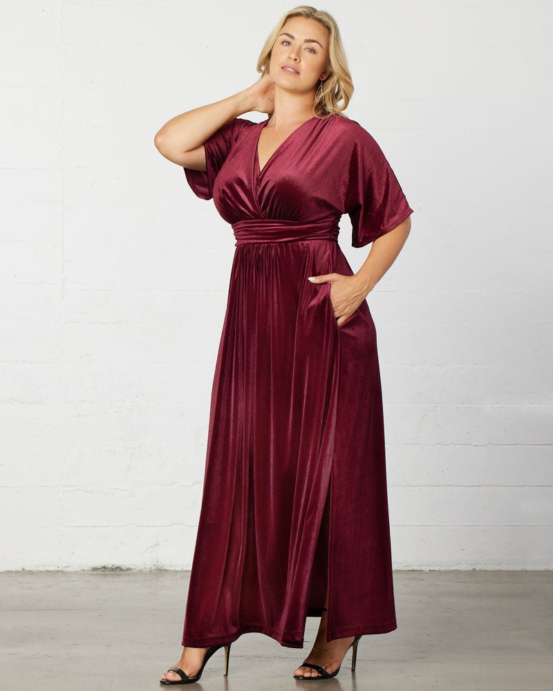 Verona Velvet Evening Gown, Pinot Noir, alternate image number 2