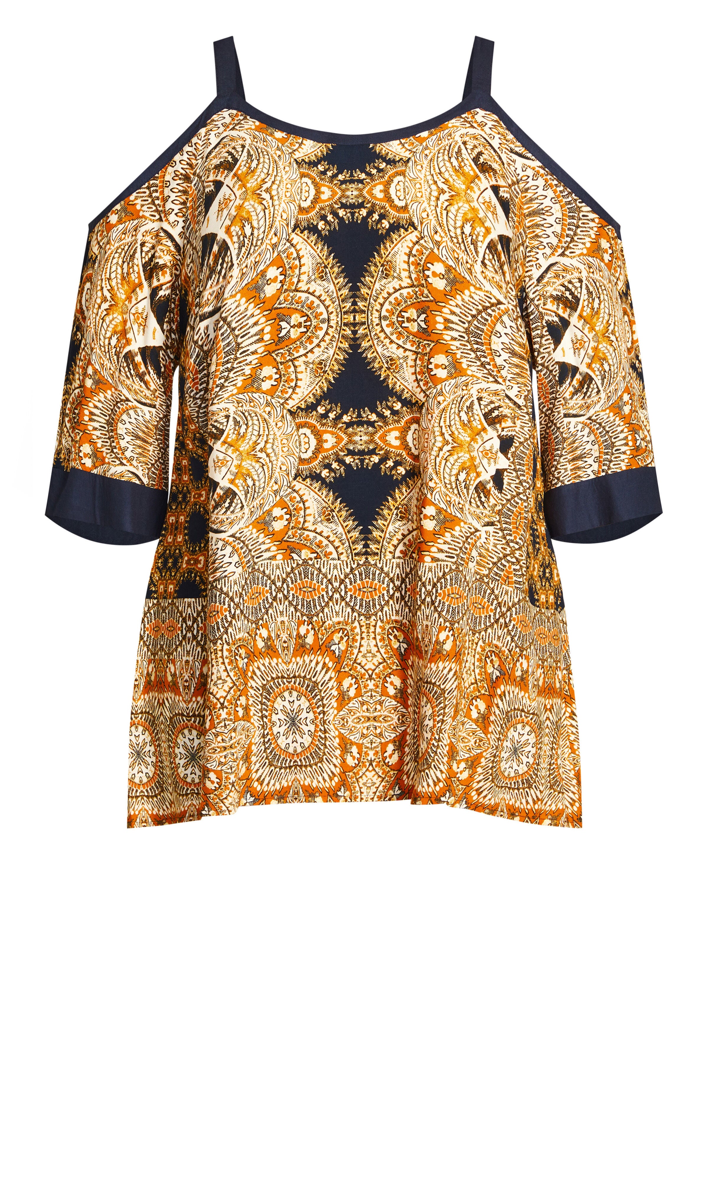 Daisy Cold Shoulder Border Top - gold, , alternate image number 4