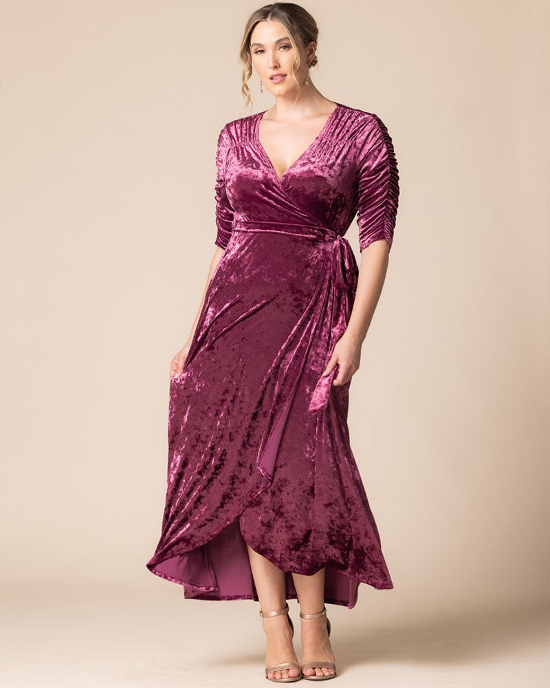 Cara Velvet Wrap Dress, Sugar Plum, hi-res image number 0
