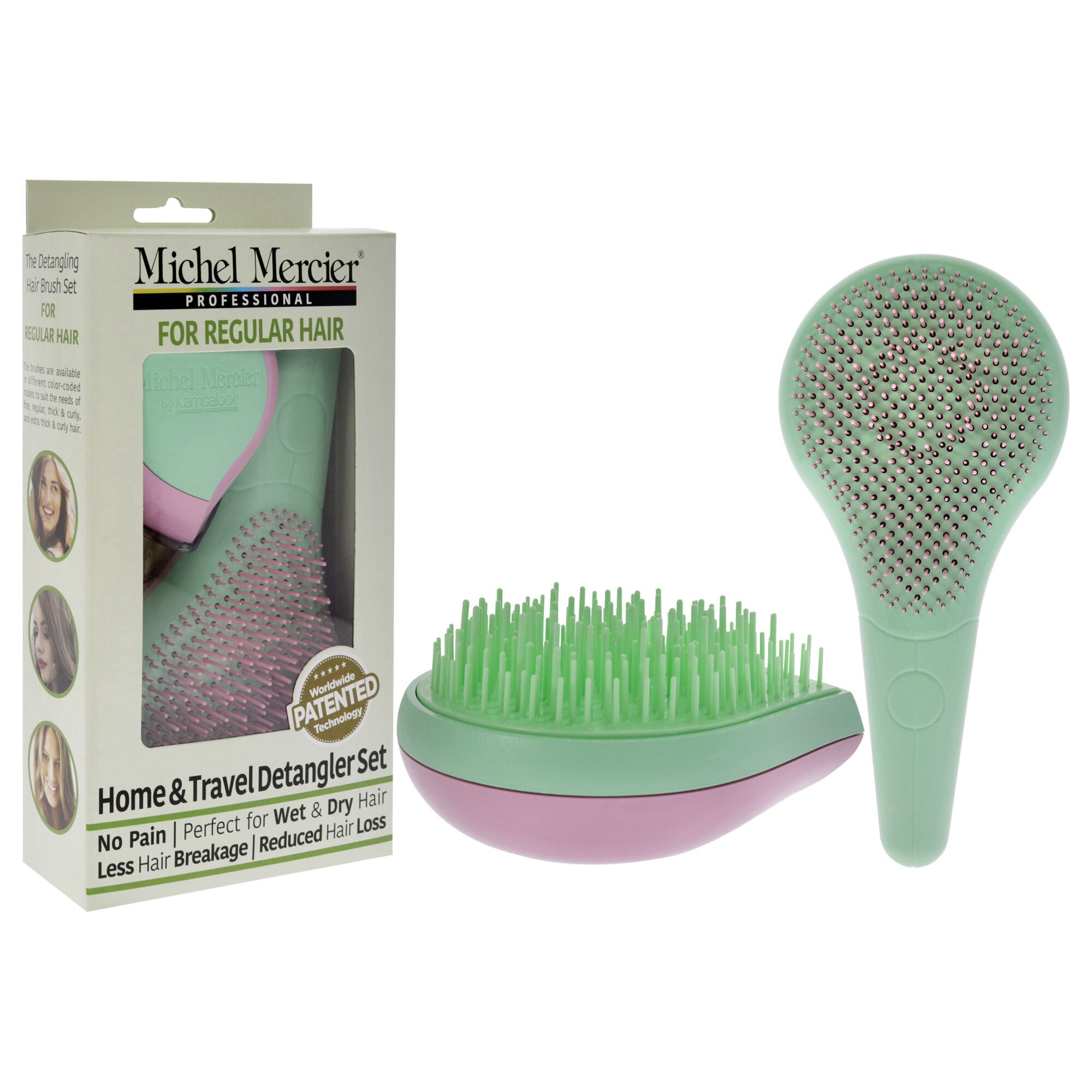 Home and Travel Detangler Set - Regular Hair by Michel Mercier for Unisex - 2 Pc The Classic Detangler Brush, The Travel Detangler Brush, , alternate image number 6