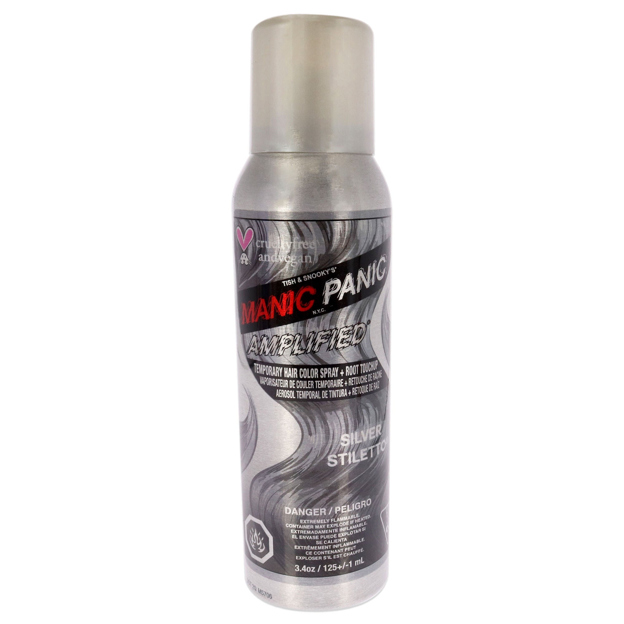 Amplified Temporary Hair Color Spray - Silver Stiletto by Manic Panic for Unisex - 3.4 oz Hair Spray, See Description, hi-res image number 0
