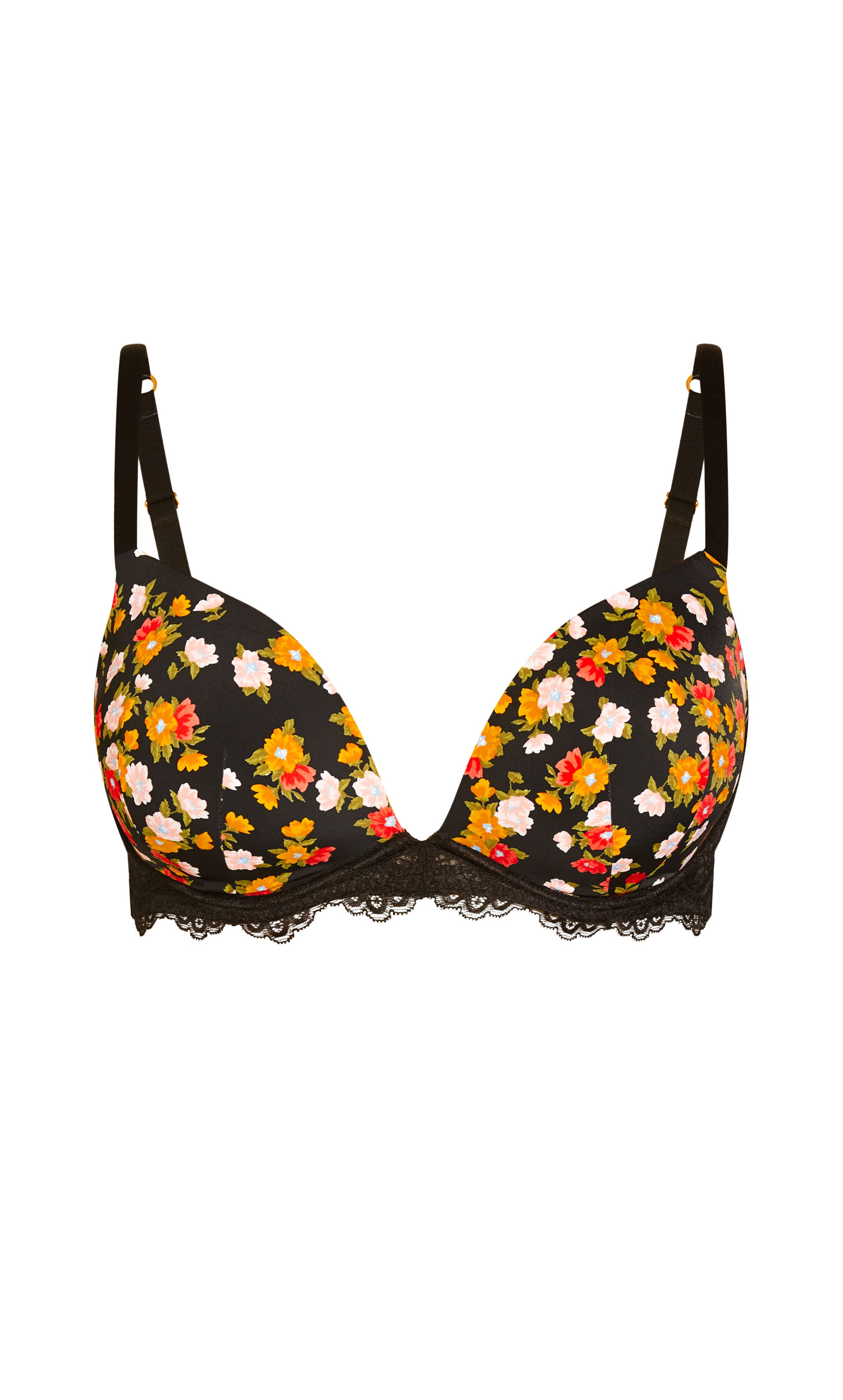 Smooth Print Plunge Bra - black floral, , alternate image number 4