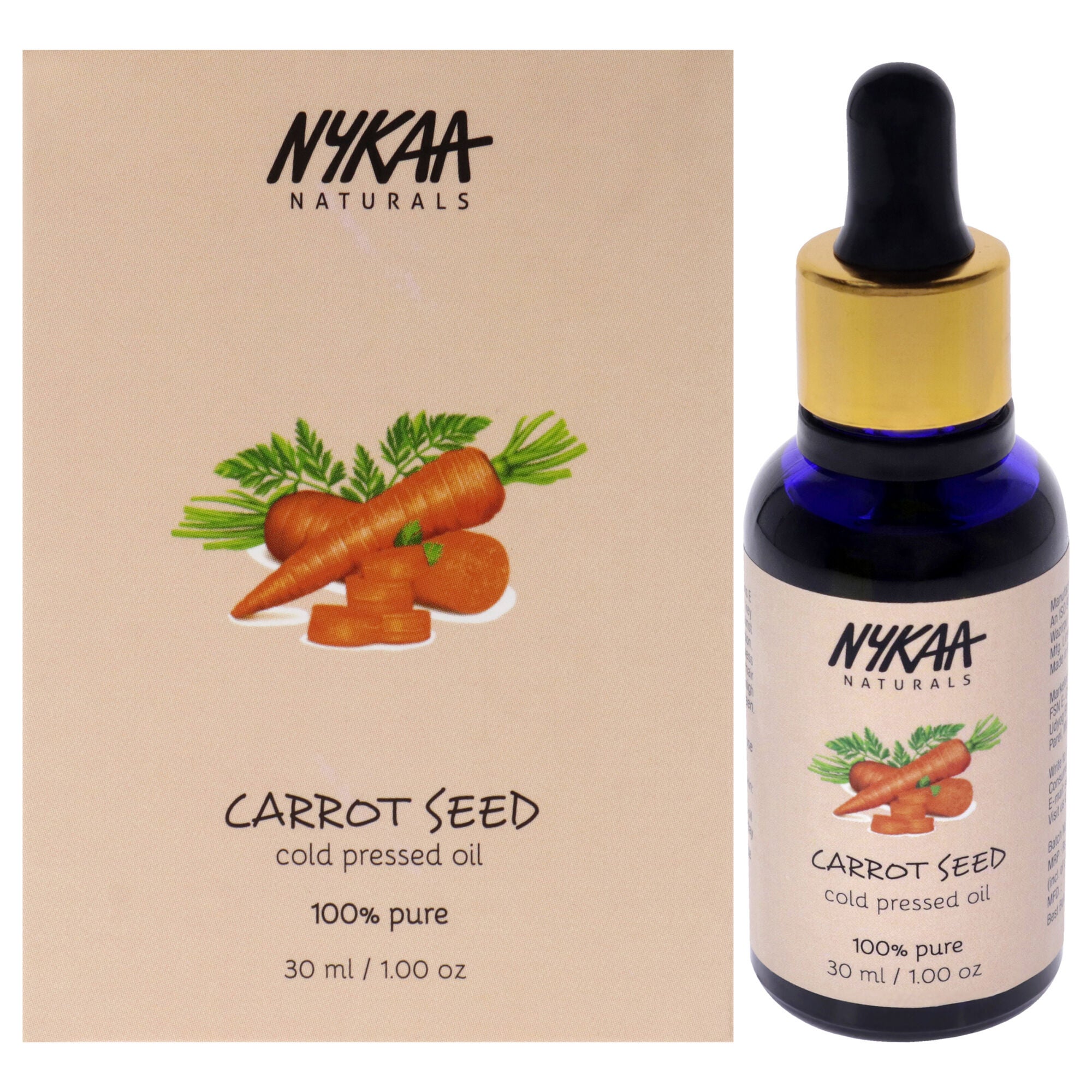 100 Percent Pure Cold Pressed Oil - Carrot Seed by Nykaa Naturals for Women - 1 oz Oil, See Description, hi-res image number 0