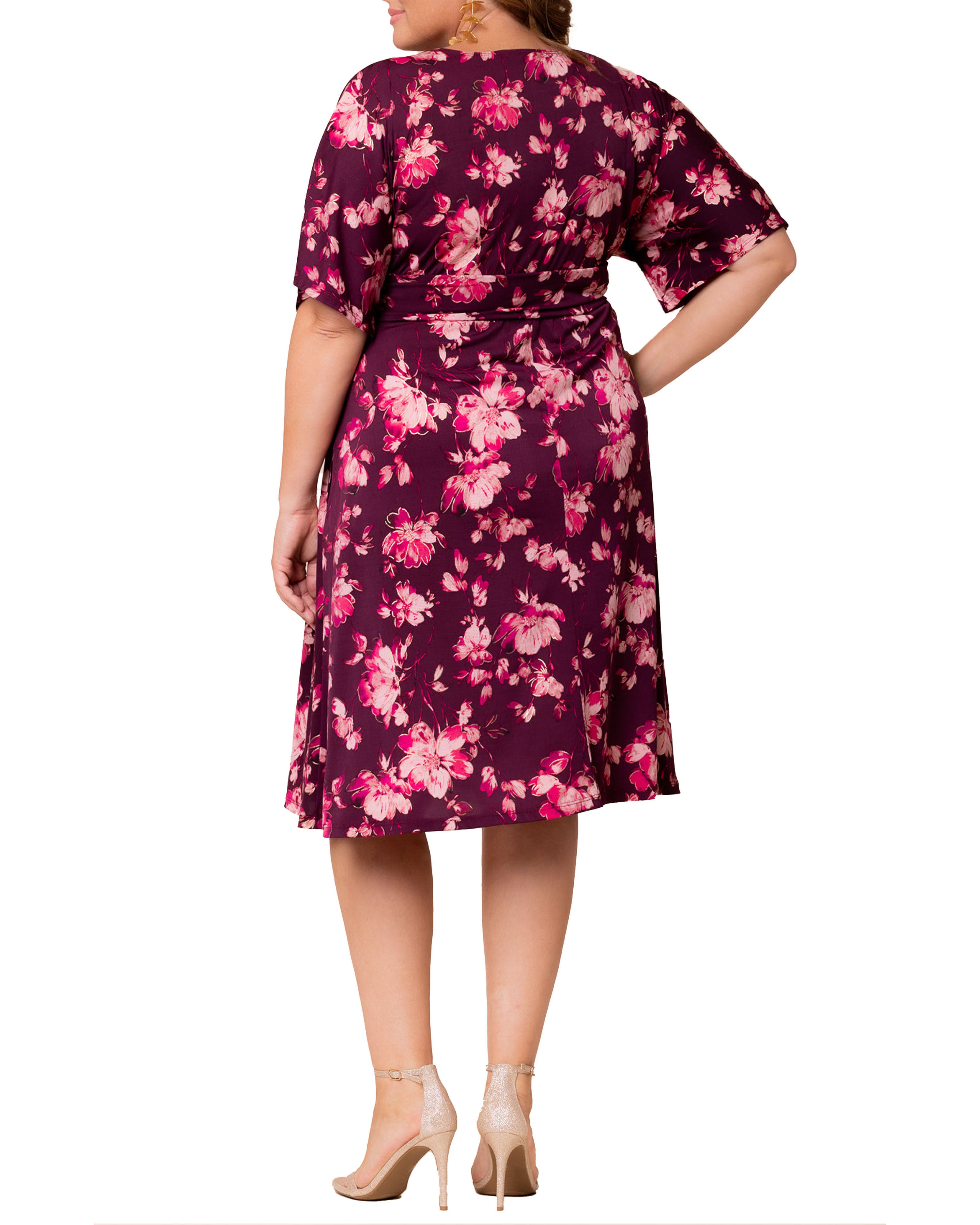 GIA FLOWY MIDI DRESS, SHIMMERING SANGRIA BLOOMS / New Wine, alternate image number 1