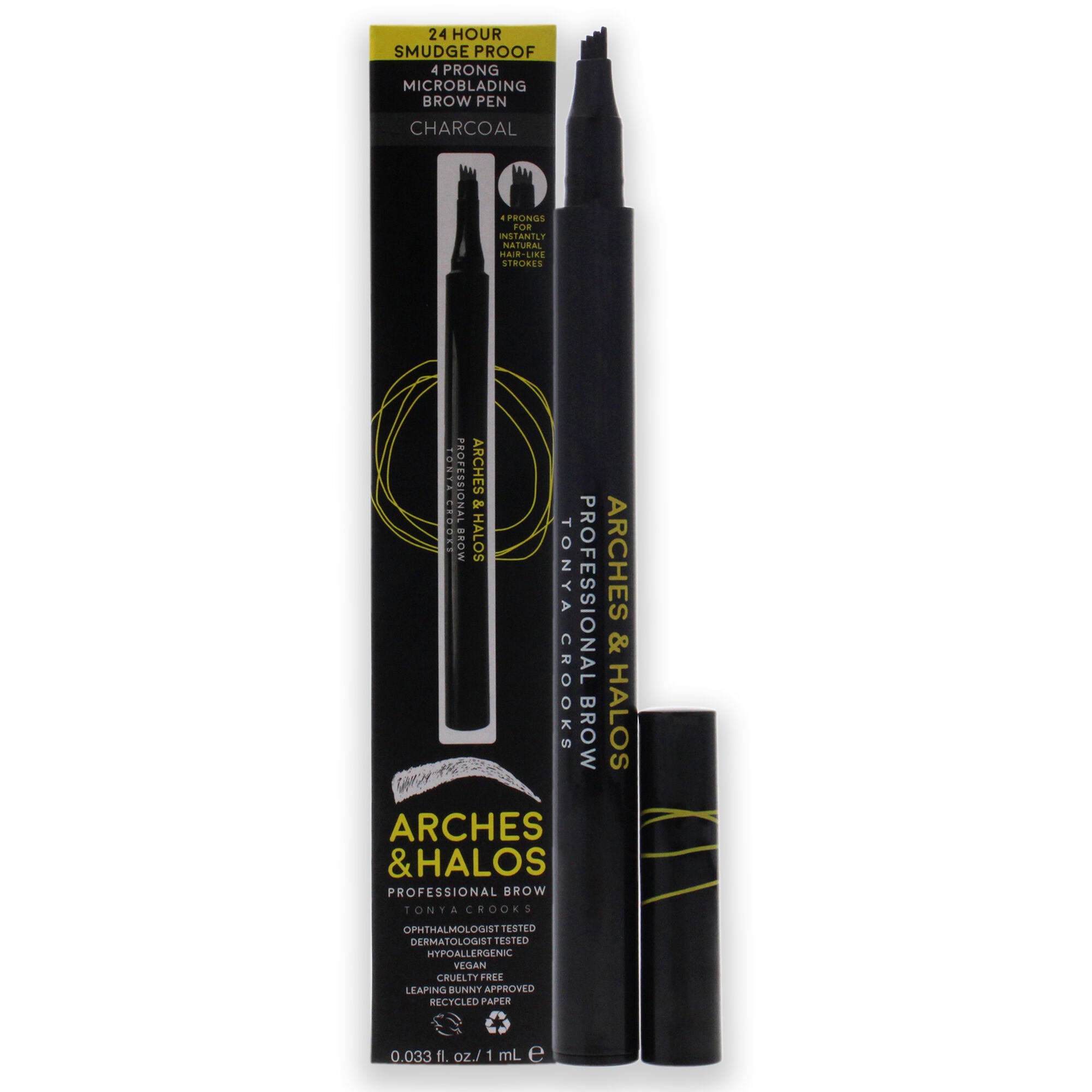 Microblading Brow Pen - Charcoal by Arches and Halos for Women - 0.026 oz Eyebrow Pen, See Description, hi-res image number 0
