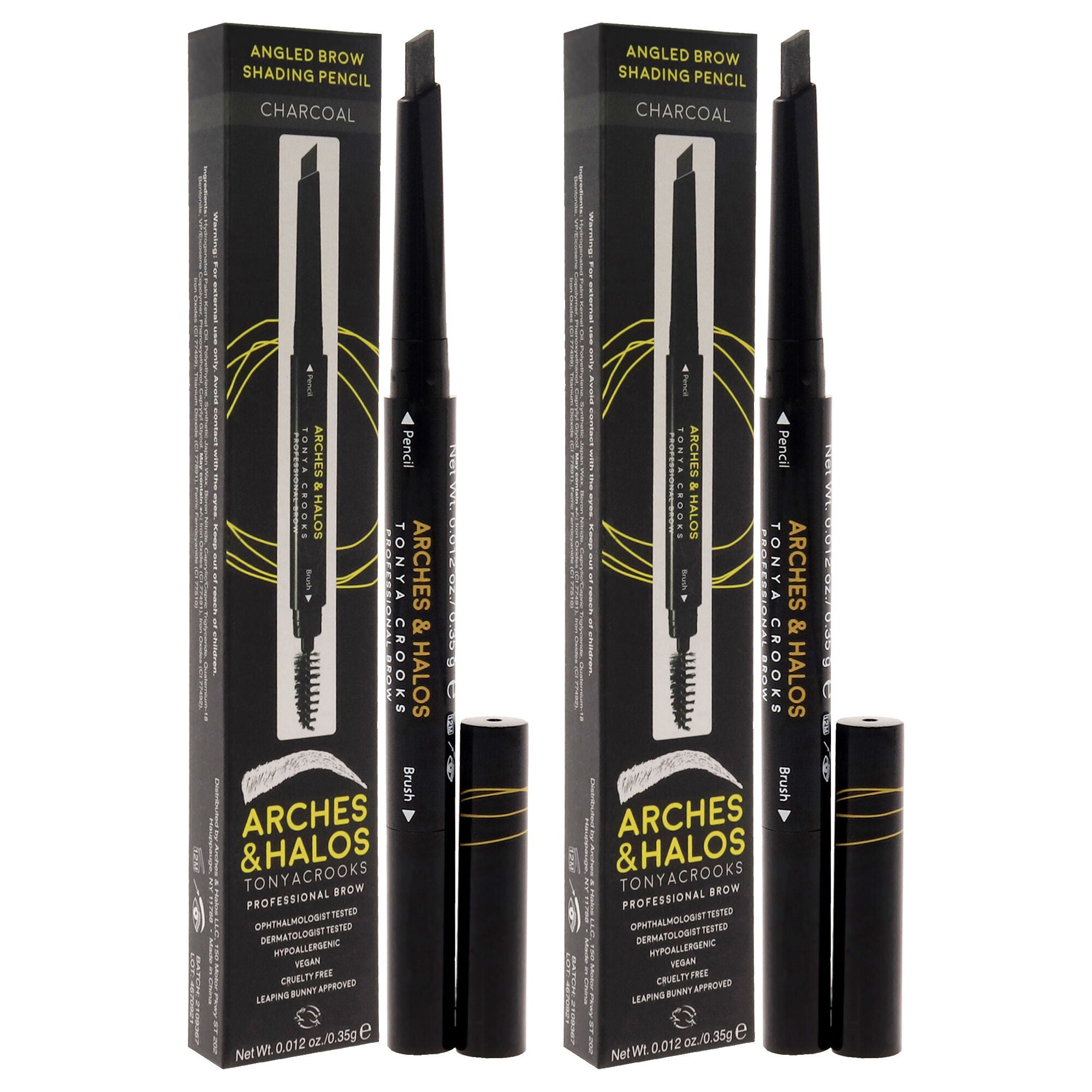 Angled Brow Shading Pencil - Charcoal by Arches and Halos for Women - 0.012 oz Eyebrow Pencil - Pack of 2, See Description, alternate image number 2