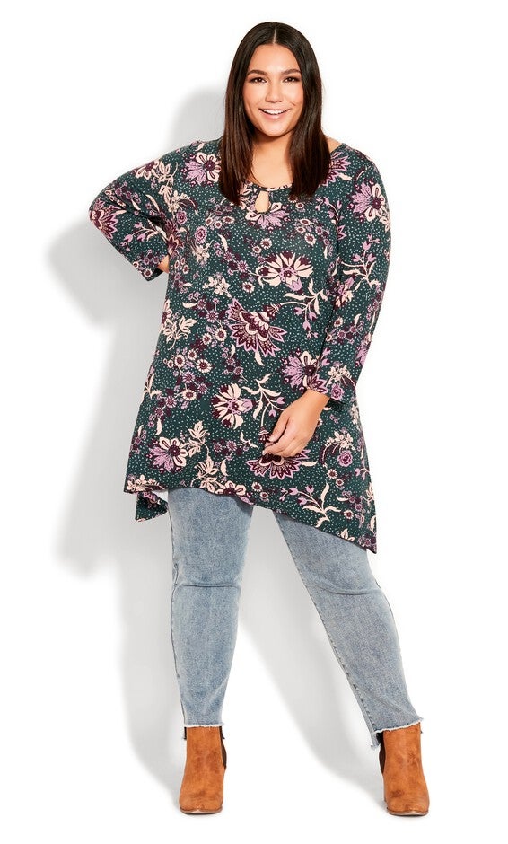 Keyhole Swing Tunic - teal, , alternate image number 1