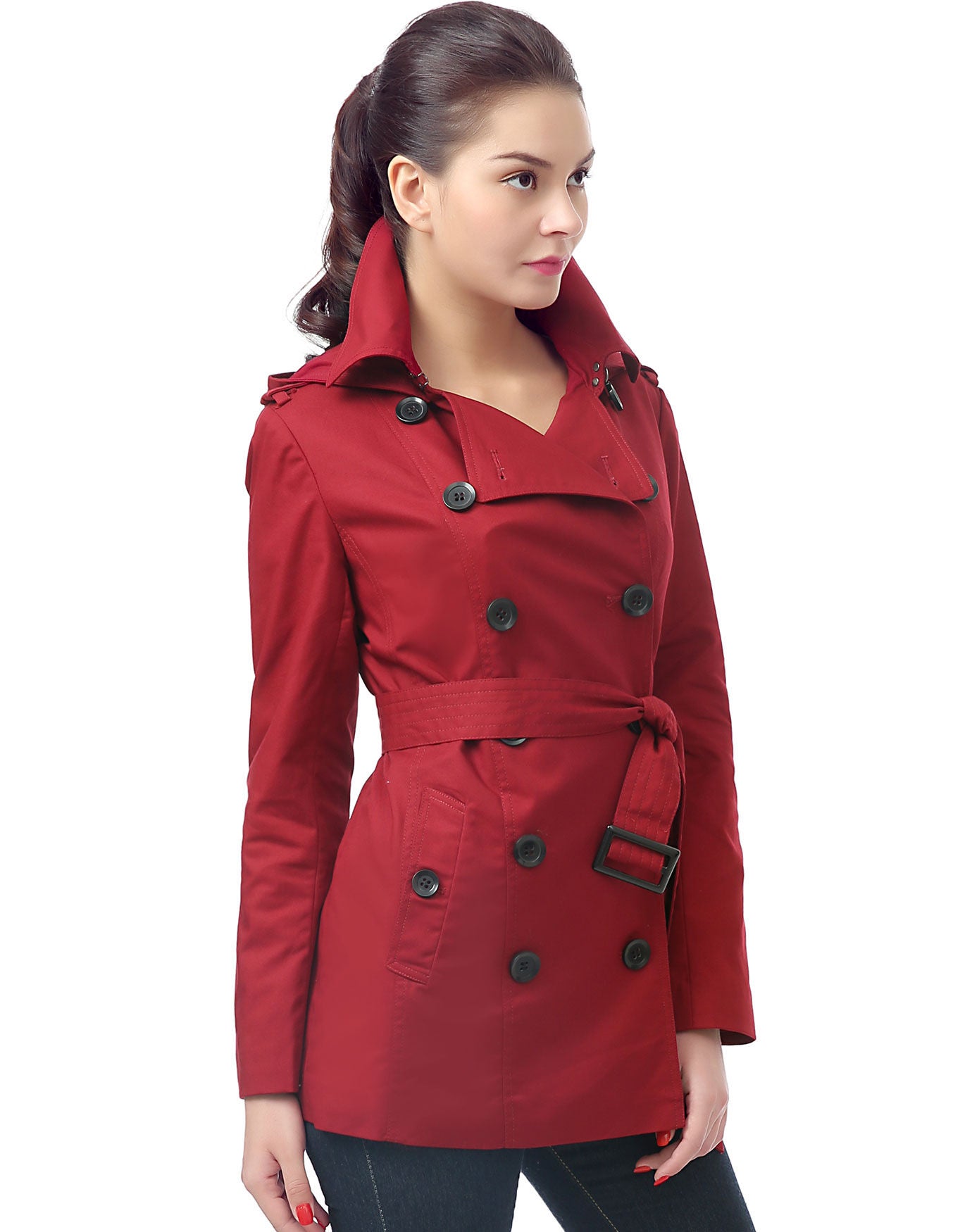 Tori Waterproof Hooded Short Trench Coat, , alternate image number 2