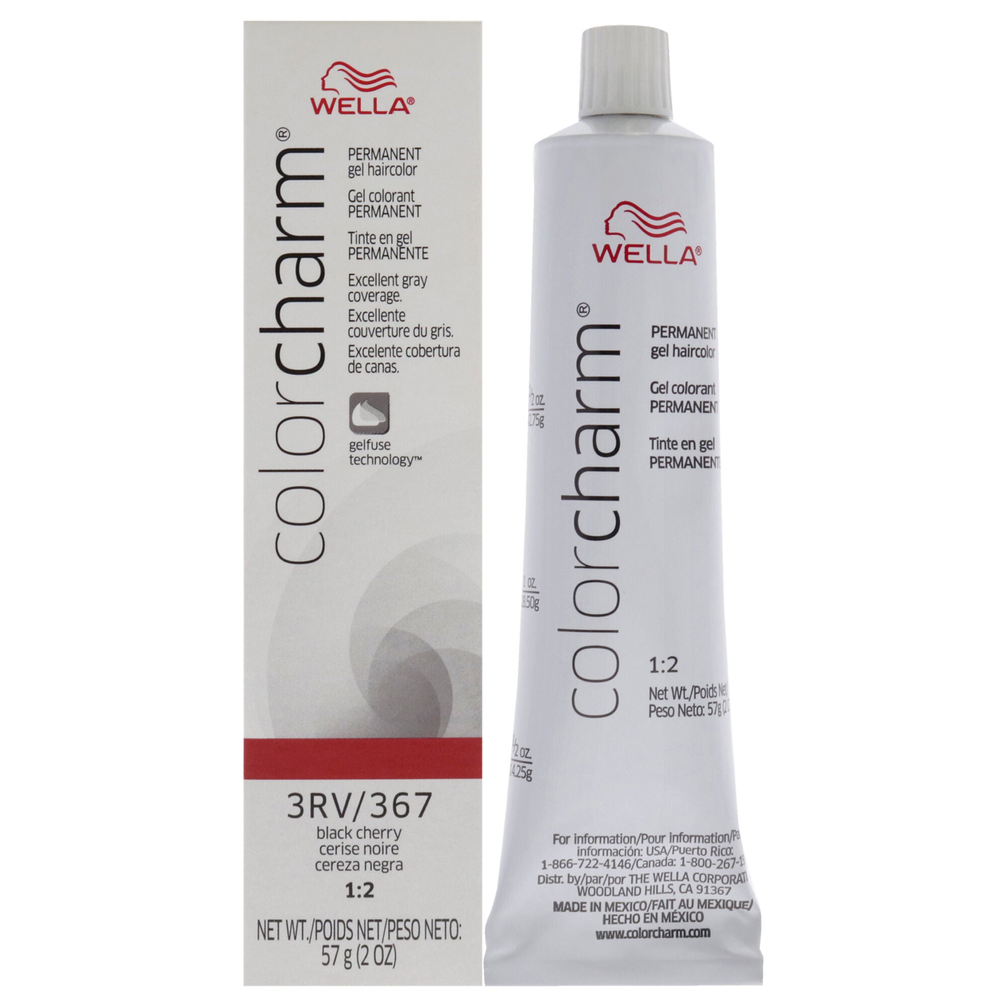 Color Charm Permanent Hair Color Gel - 3RV 367 Black Cherry by Wella for Unisex - 2 oz Hair Color, See Description, hi-res image number 0