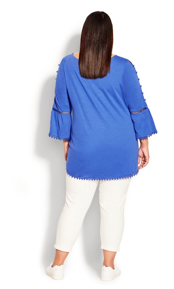 Crochet Split Sleeve Top - dazzling blue, , alternate image number 3