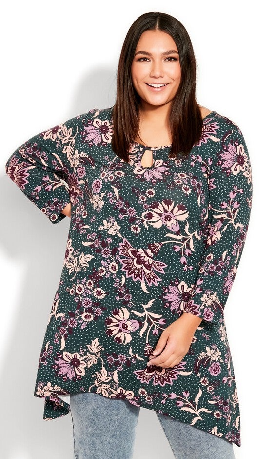 Keyhole Swing Tunic - teal, Green, hi-res image number 0