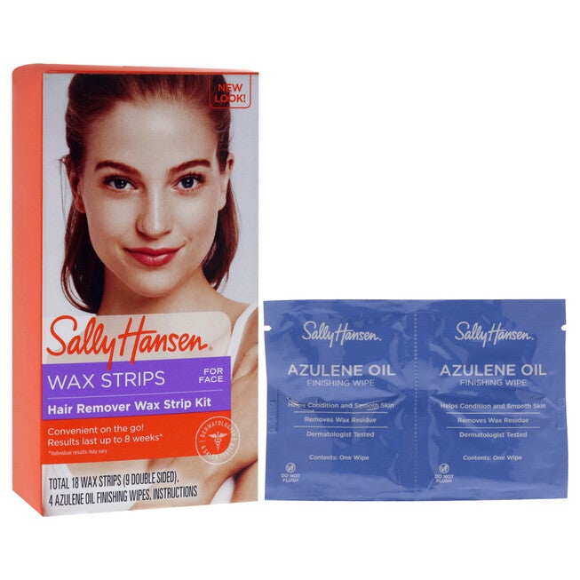 Wax Strips Hair Remover Kit For Face by Sally Hansen for Women - 22 Pc 18 Waxs Strips, 4 Oil Finish Wipes, See Description, alternate image number 1