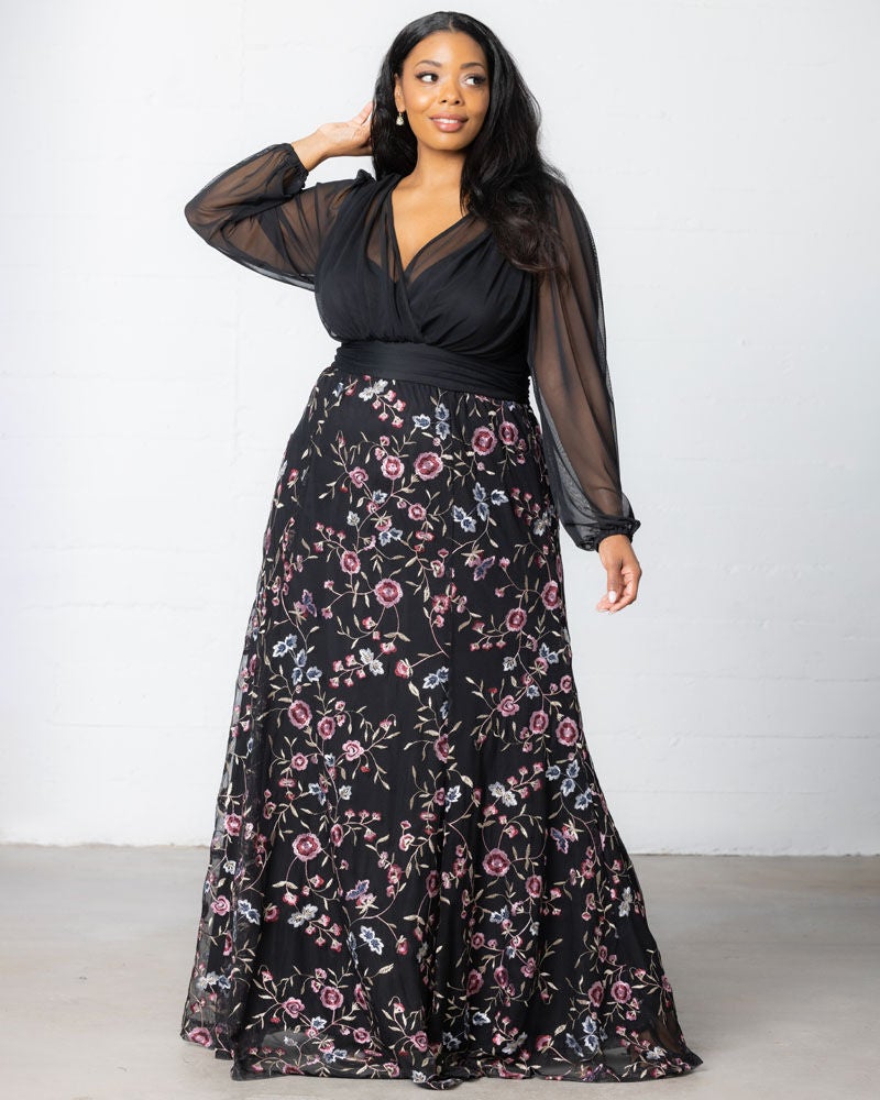 Isabella Embroidered Mesh Gown, Moonlit Garden, alternate image number 1