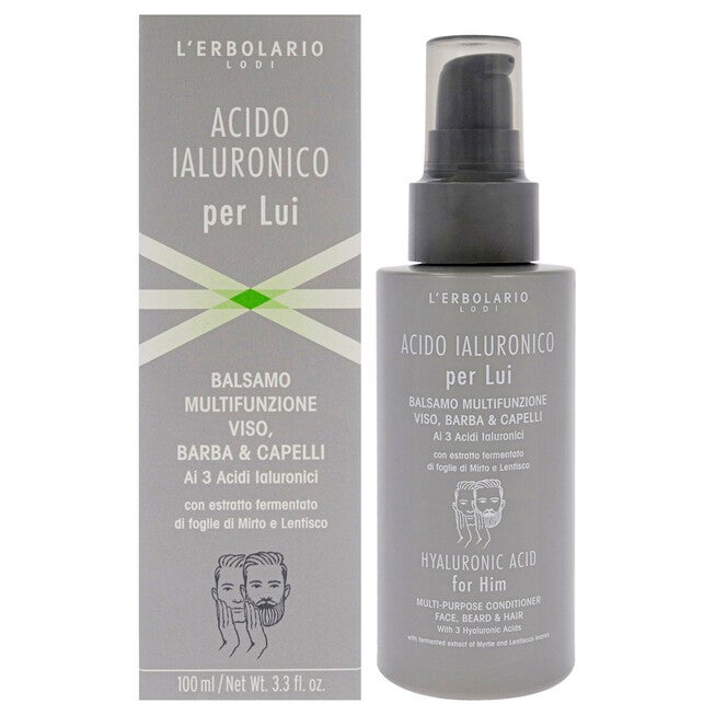 Hyaluronic Acid Multipurpose Conditioner Face Beard and Hair by LErbolario for Men - 3.3 oz Conditioner, See Description, hi-res image number 0