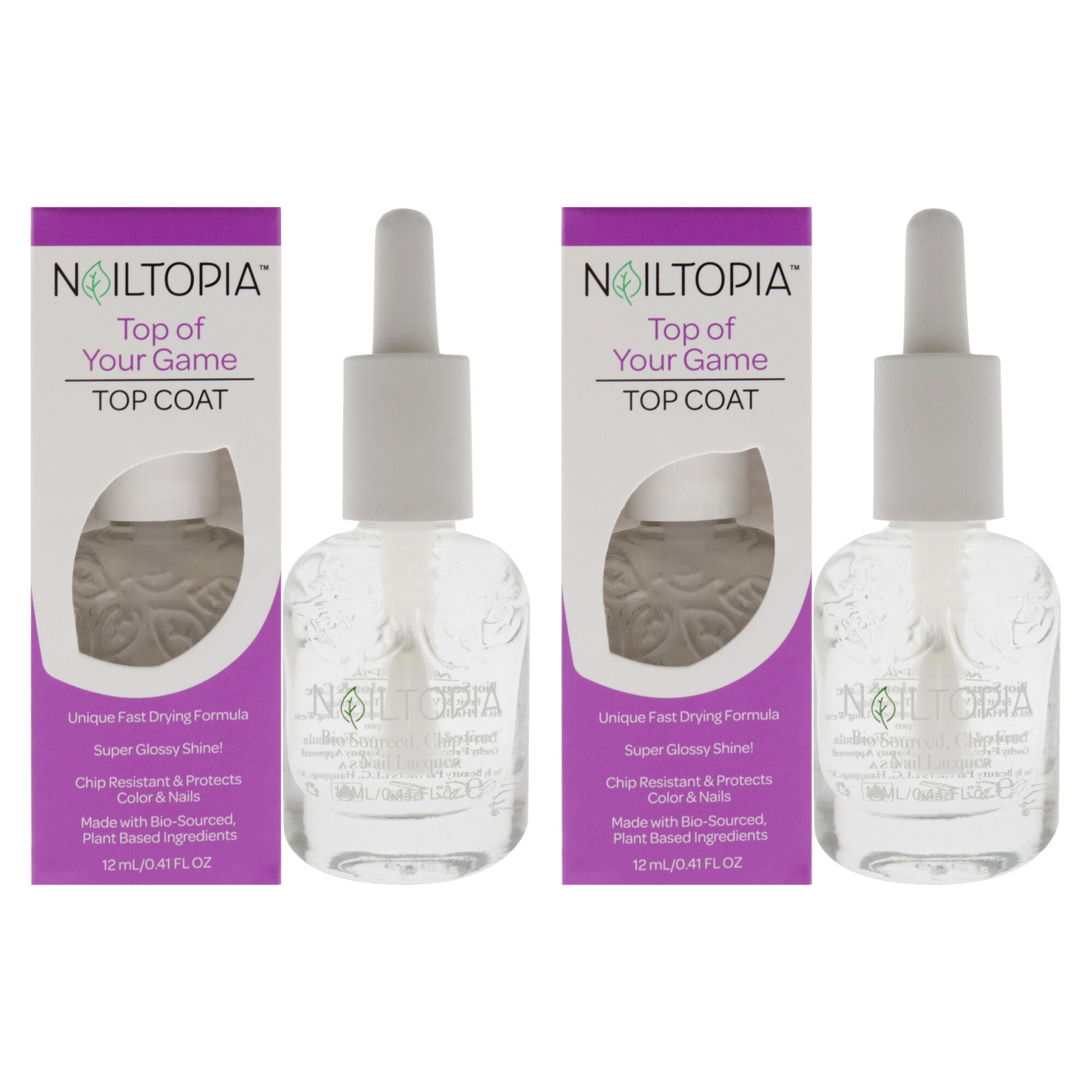 Bio-Sourced Chip Free Top Coat - Top Of Your Game by Nailtopia for Women - 0.41 oz Nail Polish - Pack of 2, See Description, hi-res image number 0