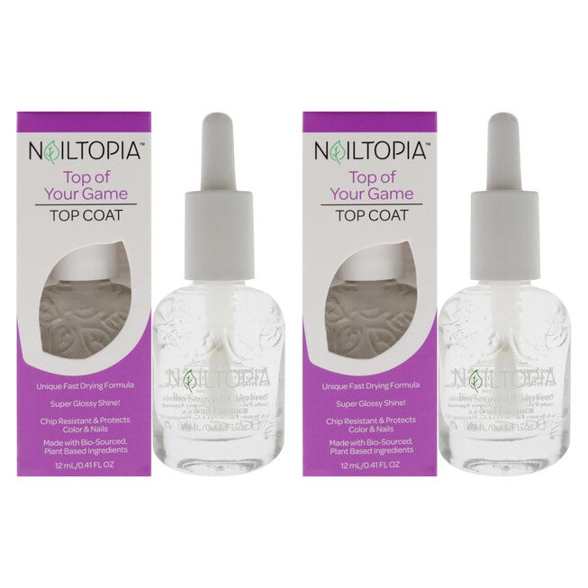 Bio-Sourced Chip Free Top Coat - Top Of Your Game by Nailtopia for Women - 0.41 oz Nail Polish - Pack of 2, See Description, hi-res image number 0