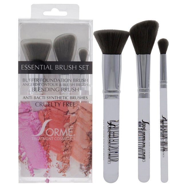 Professional Brush Set - Essential by Sorme Cosmetics for Women - 3 Pc Buffer Foundation Brush, Angled Contour and Blush Brush, Blending Brush, See Description, hi-res image number 0