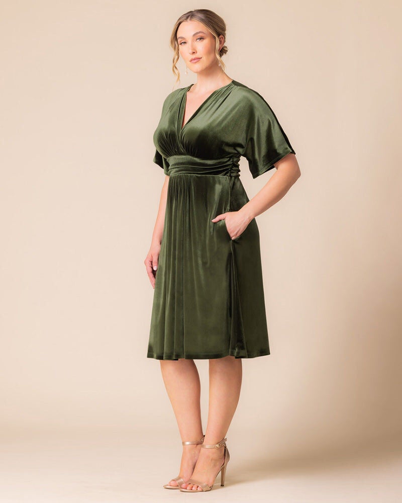 Angelic Velvet Cocktail Dress, Olive, alternate image number 2