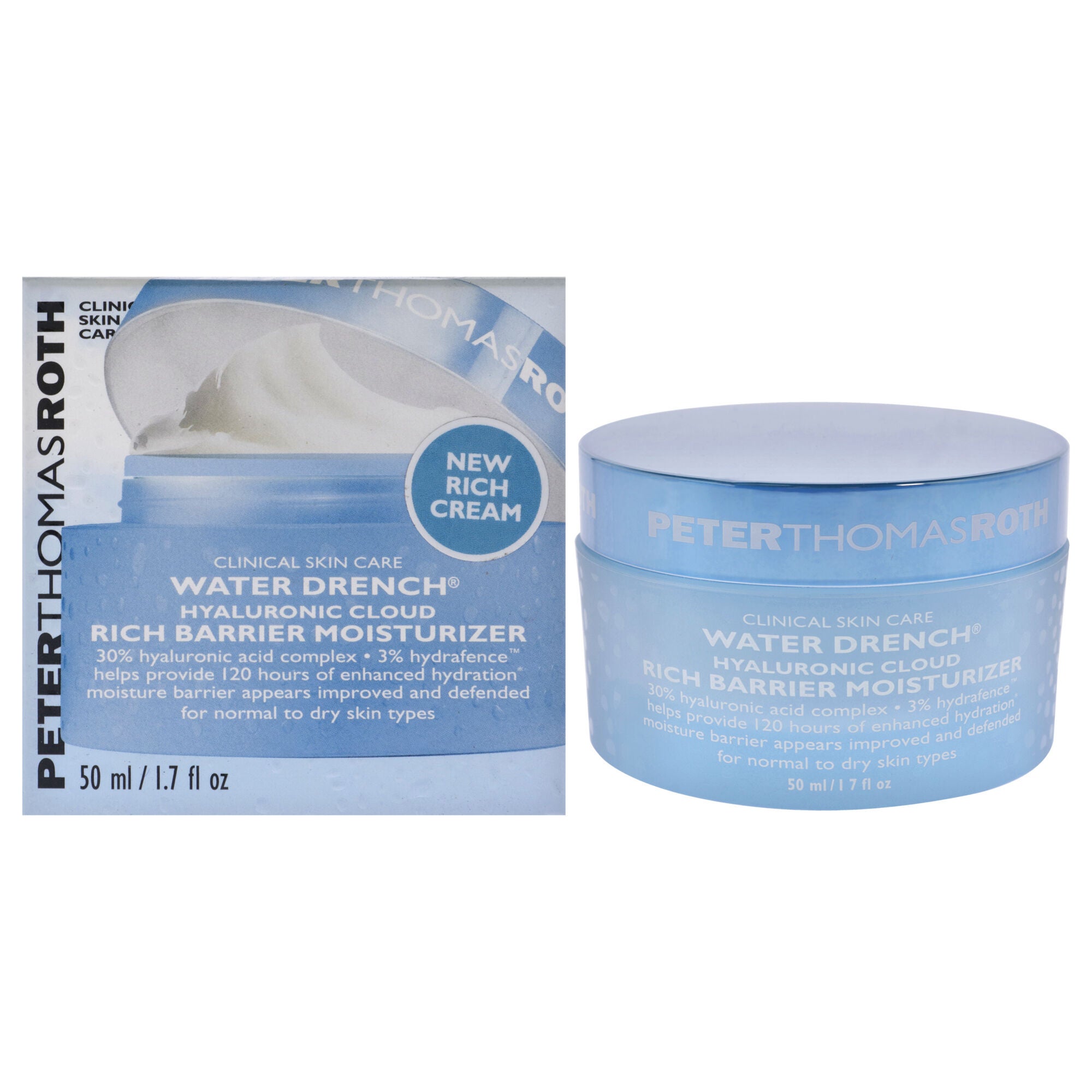 Water Drench Hyaluronic Cloud Rich Barrier Moisturizer by Peter Thomas Roth for Unisex - 1.7 oz Moisturizer, , alternate image number 4