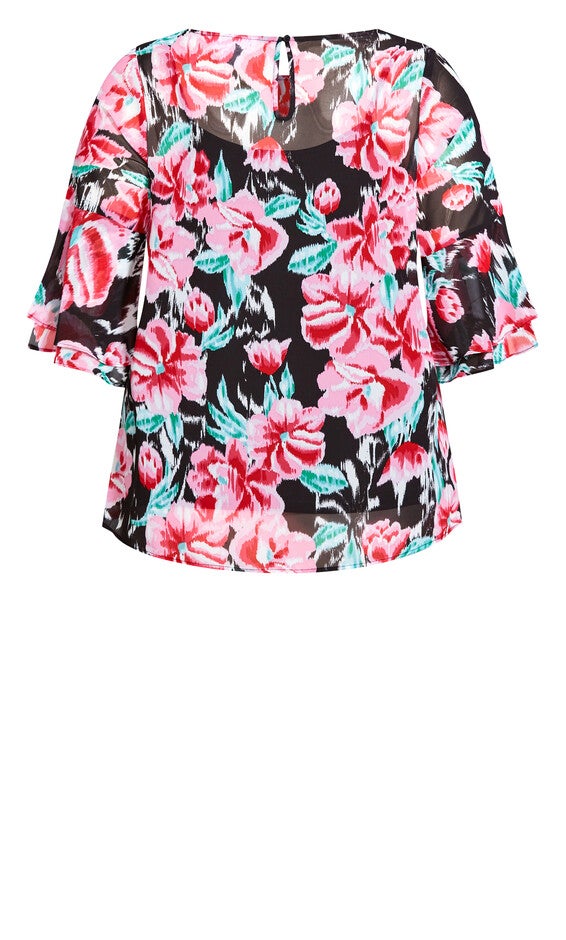 Alex Double Flutter Top - scarlet floral, , alternate image number 5