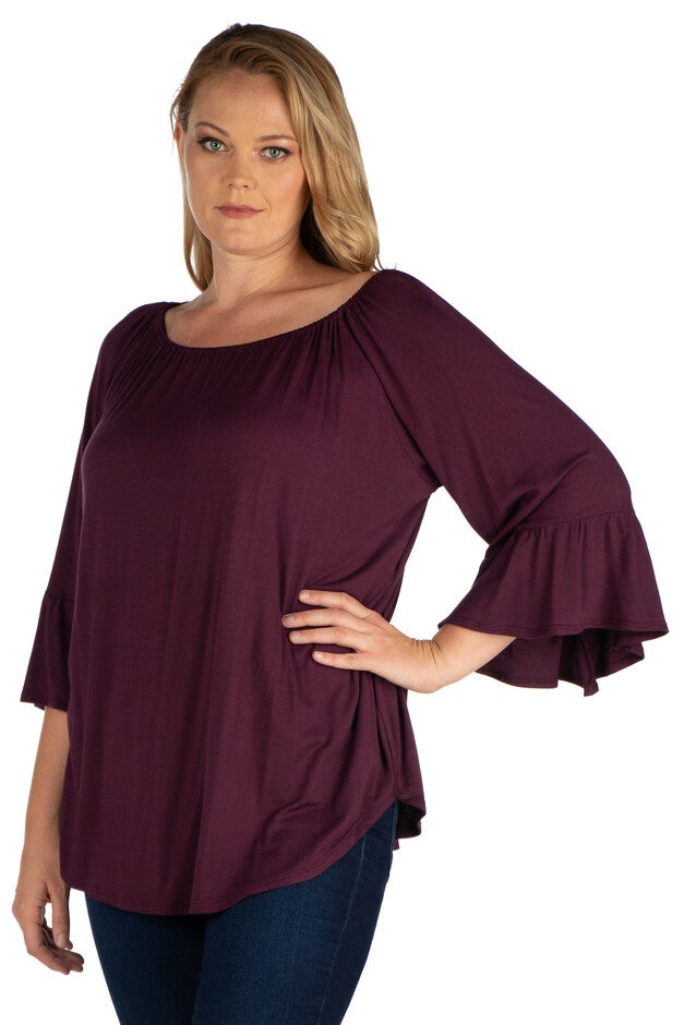 Bell Sleeve Loose Fit Plus Size Tunic Top, , alternate image number null