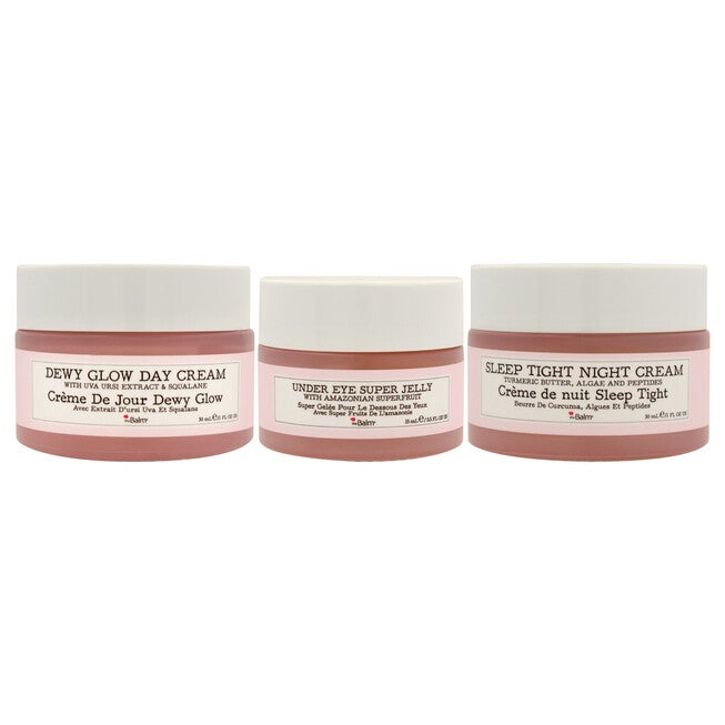 Day To Night Glowing Skin Trio by the Balm for Women - 3 Pc 1oz Dewy Glow Day Cream, 0.5oz Under Eye Super Jelly, 1oz Sleep Tight Night Cream, See Description, alternate image number 1