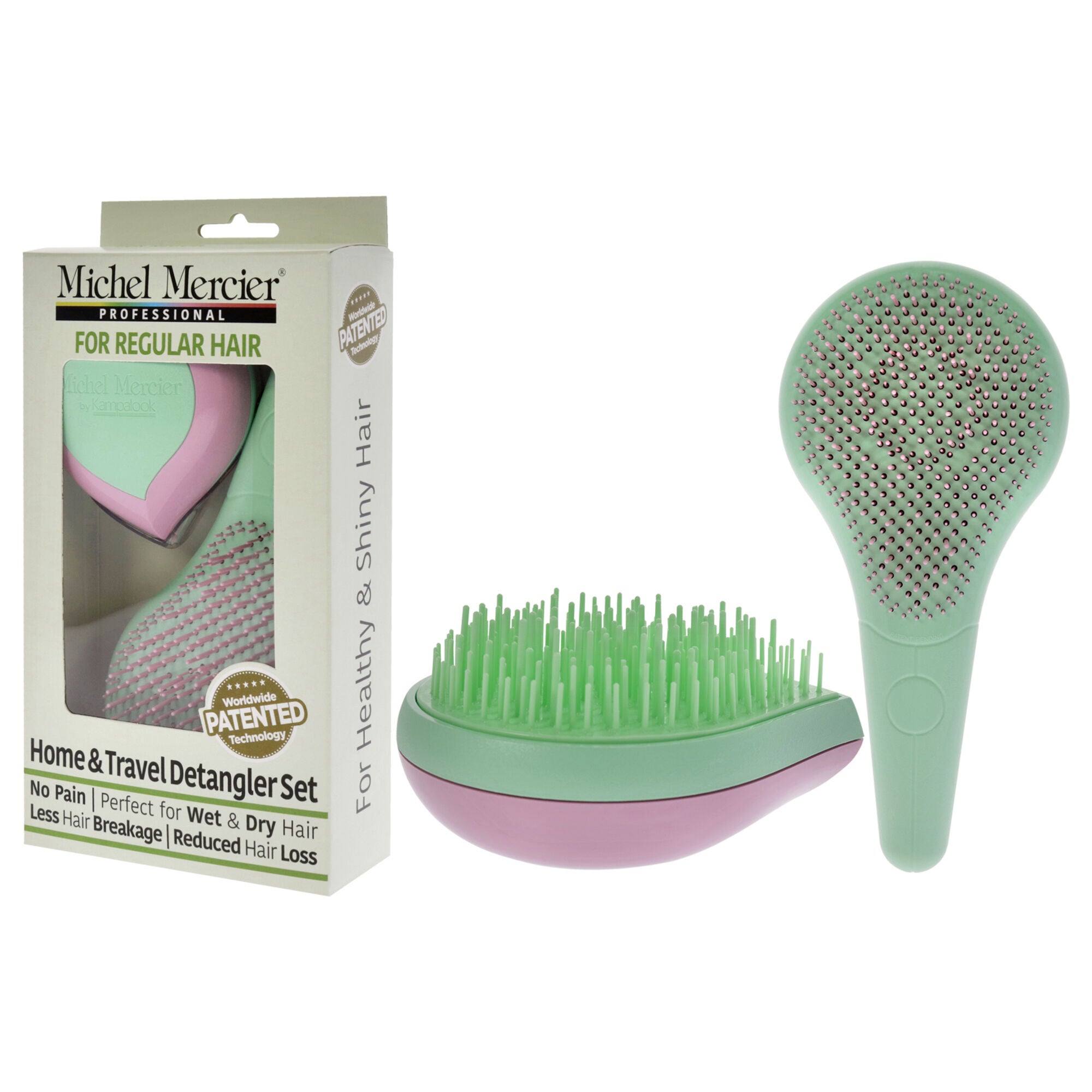 Home and Travel Detangler Set - Regular Hair by Michel Mercier for Unisex - 2 Pc The Classic Detangler Brush, The Travel Detangler Brush, See Description, alternate image number 3