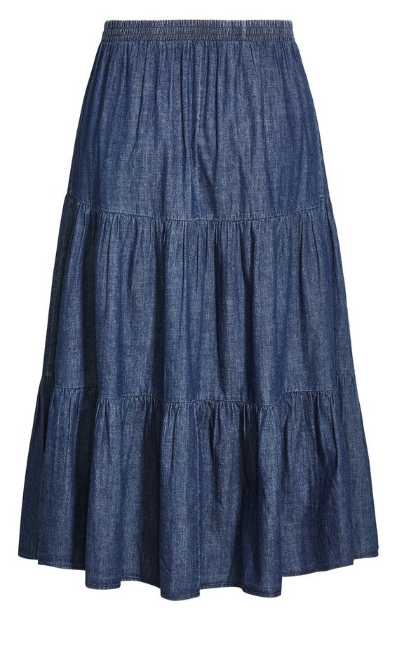 Denim Tier Skirt - dark denim, , alternate image number null