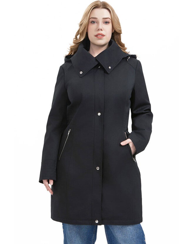 Mid-Length Hooded Anorak Jacket, Black, hi-res image number 0