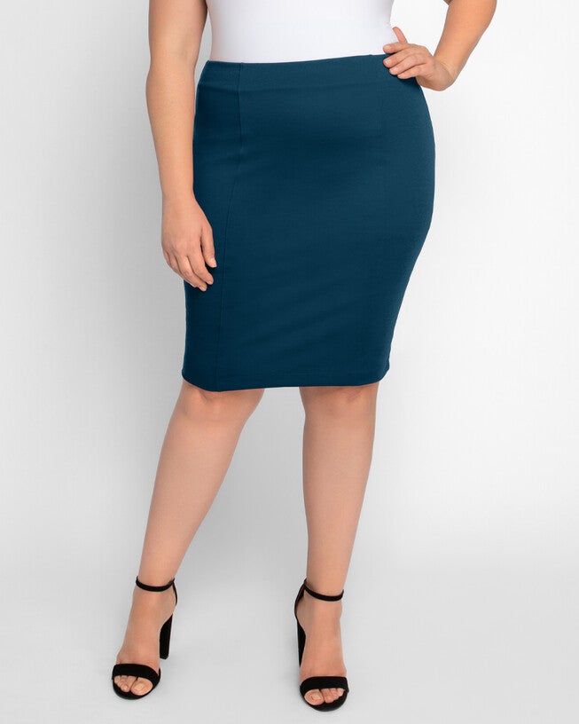 Priscilla Knit Pencil Skirt, BlueTeal, hi-res image number null
