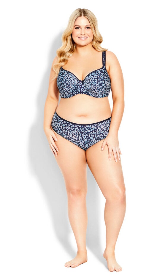 Microfiber Print Hi Cut Brief - navy, Blue, hi-res image number 0