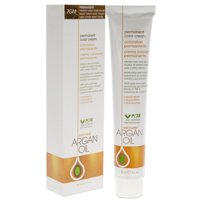 Argan Oil Permanent Color Cream - 7GM Medium Cream Soda Blonde by One n Only for Unisex - 3 oz Hair Color, See Description, alternate image number 1