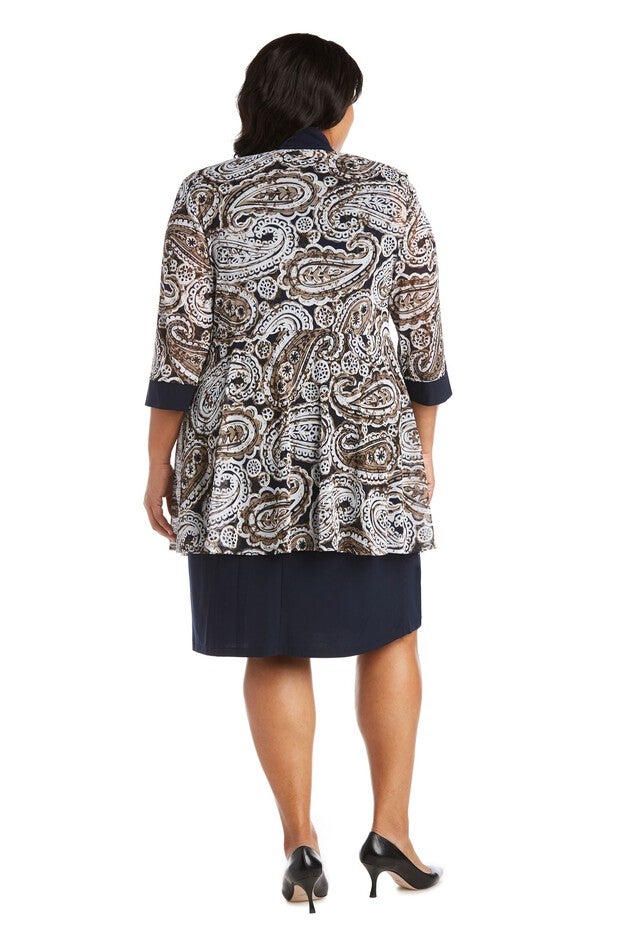 Two-Piece Printed Jacket and Dress Set - Plus, , alternate image number null