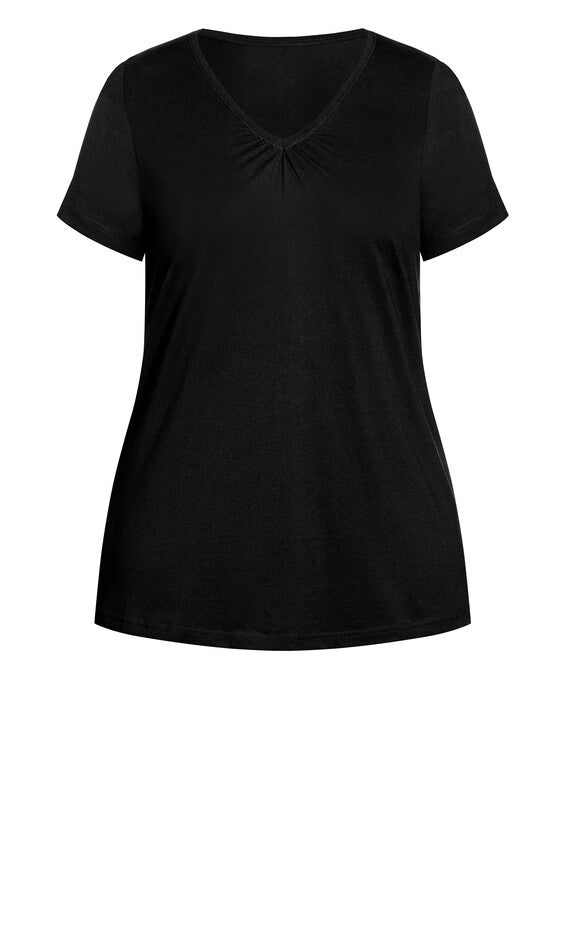 Cotton Gather V Top - black, , alternate image number 4