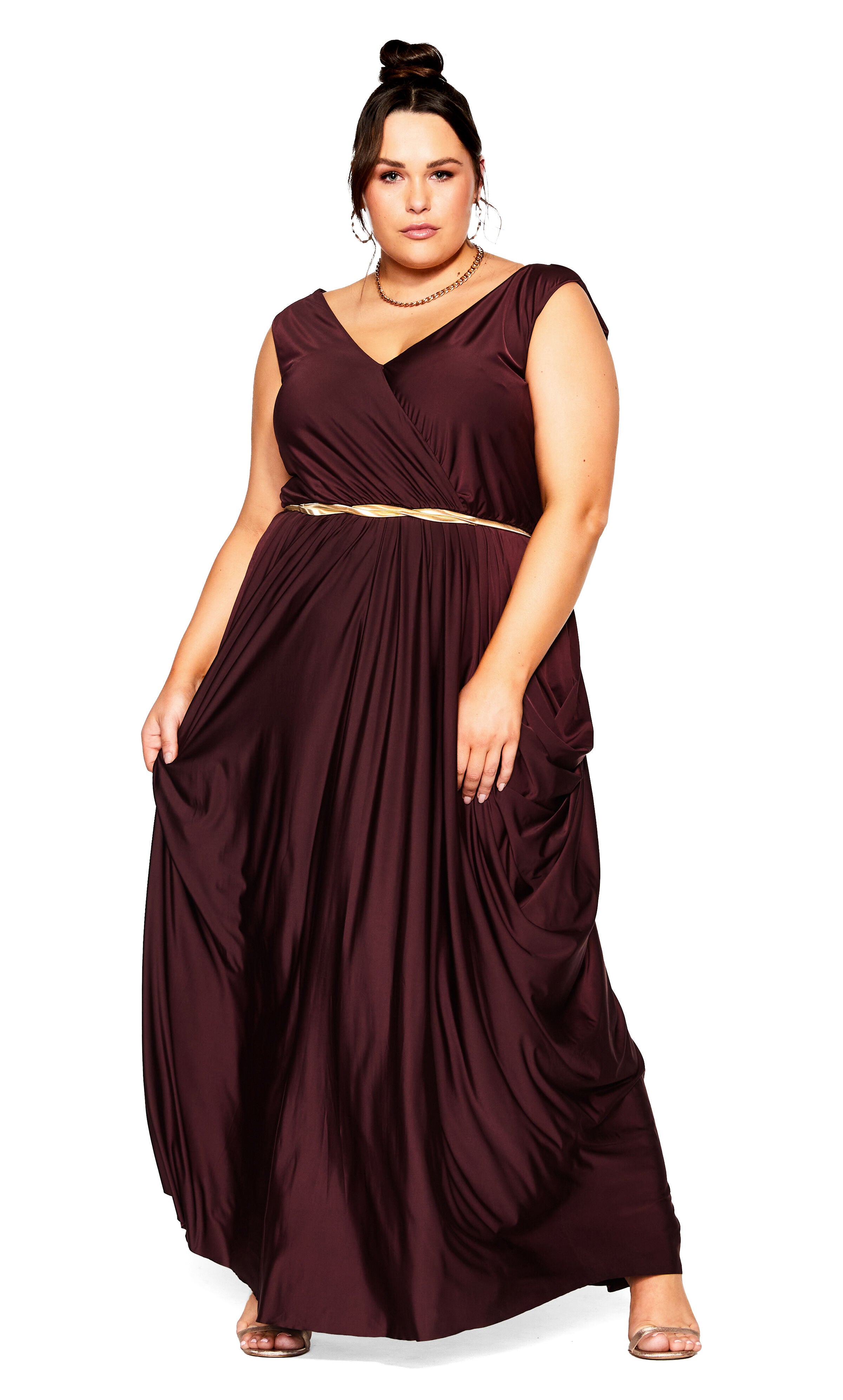 Athena Goddess Maxi Dress - oxblood, , alternate image number 1