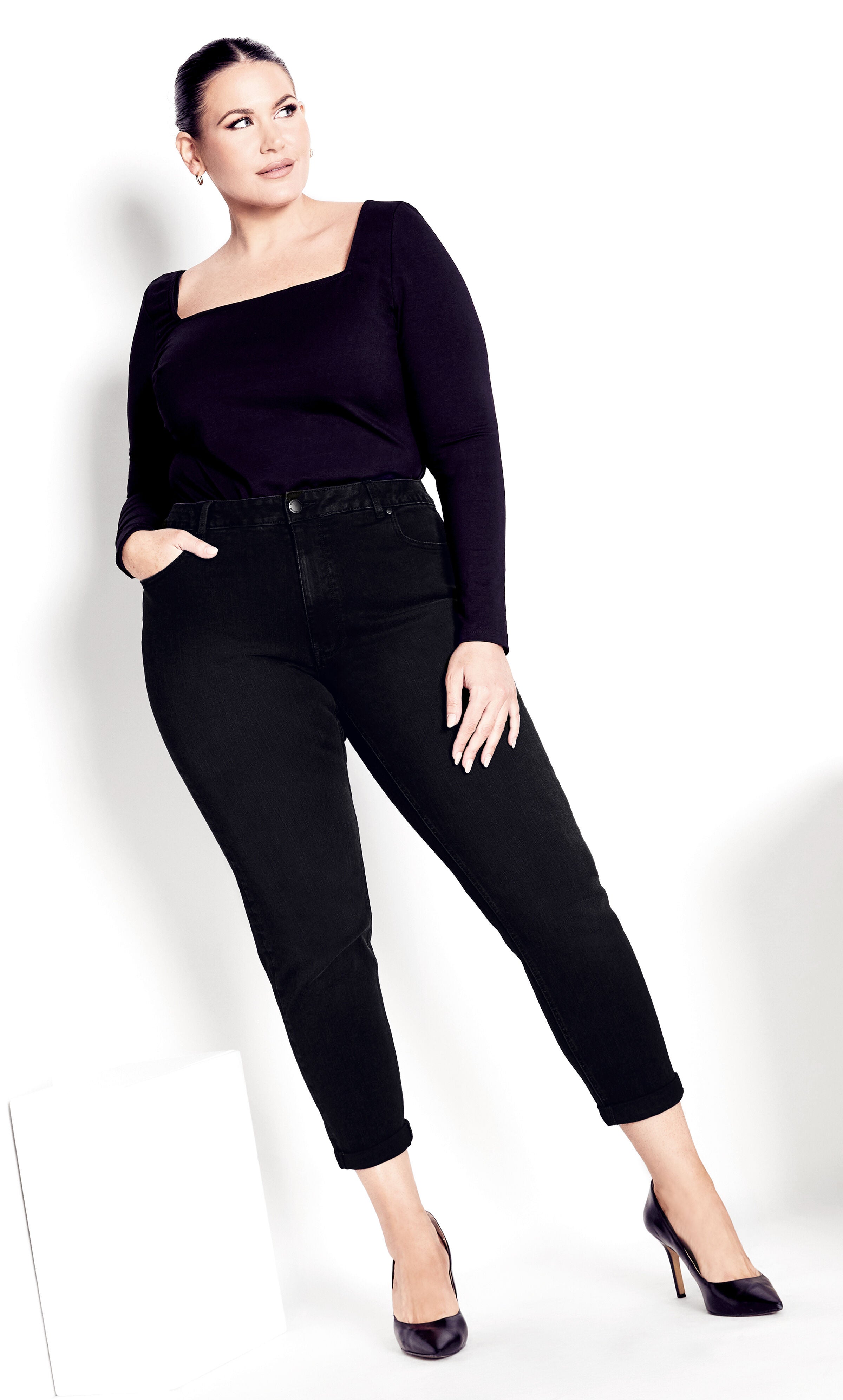 Girlfriend Stretch Jean Black - average, Black, hi-res image number 0