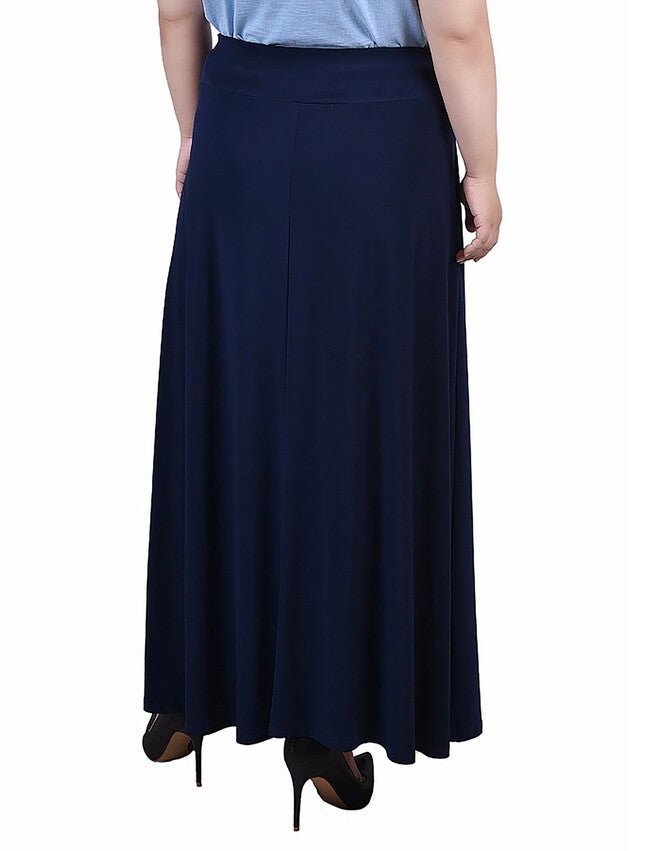 Maxi Skirt With Sash Waist Tie, Navy, alternate image number 2