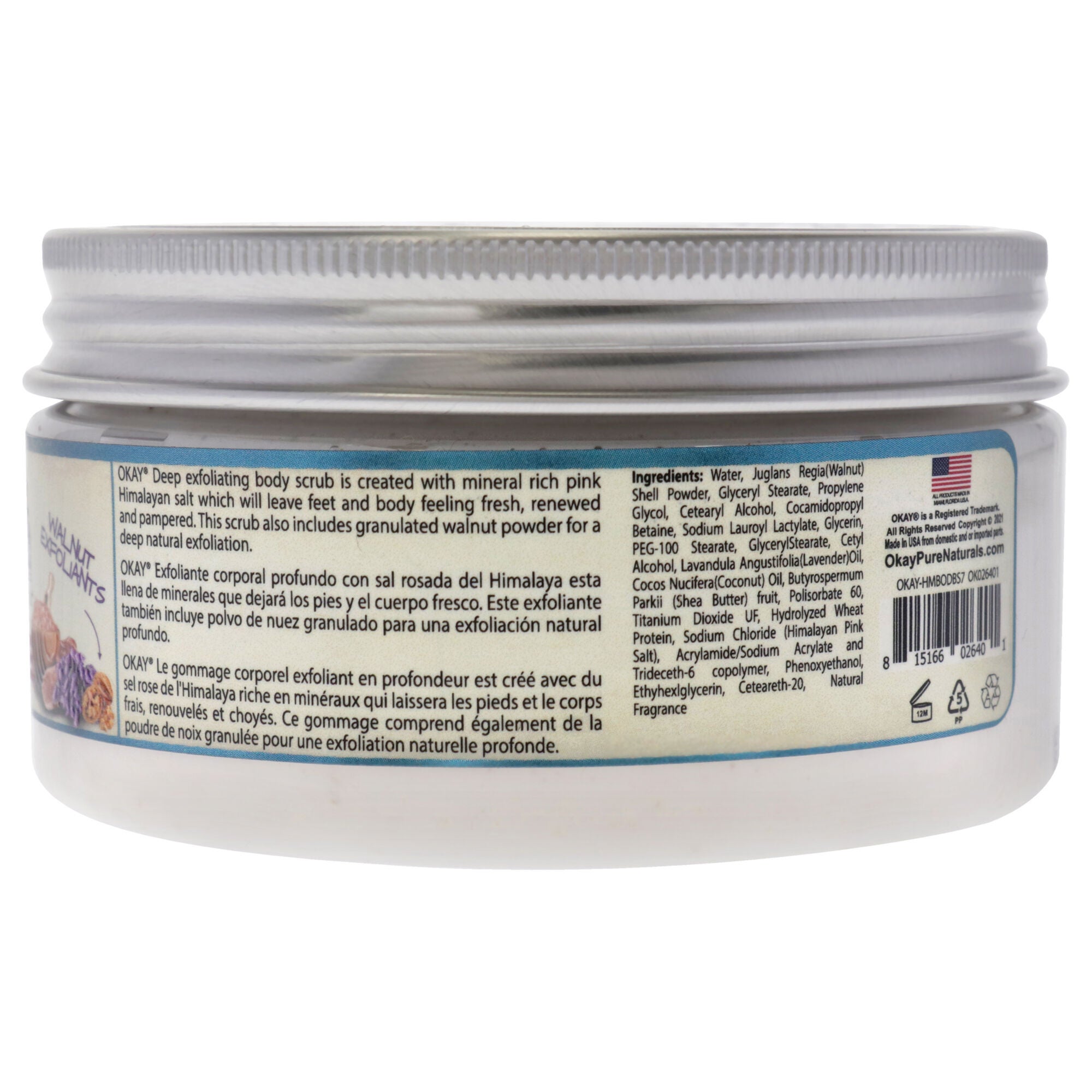 Body and Foot Scrub Himalayan Pink Salt - Lavender by Okay for Unisex - 7.25 oz Scrub, See Description, alternate image number 1
