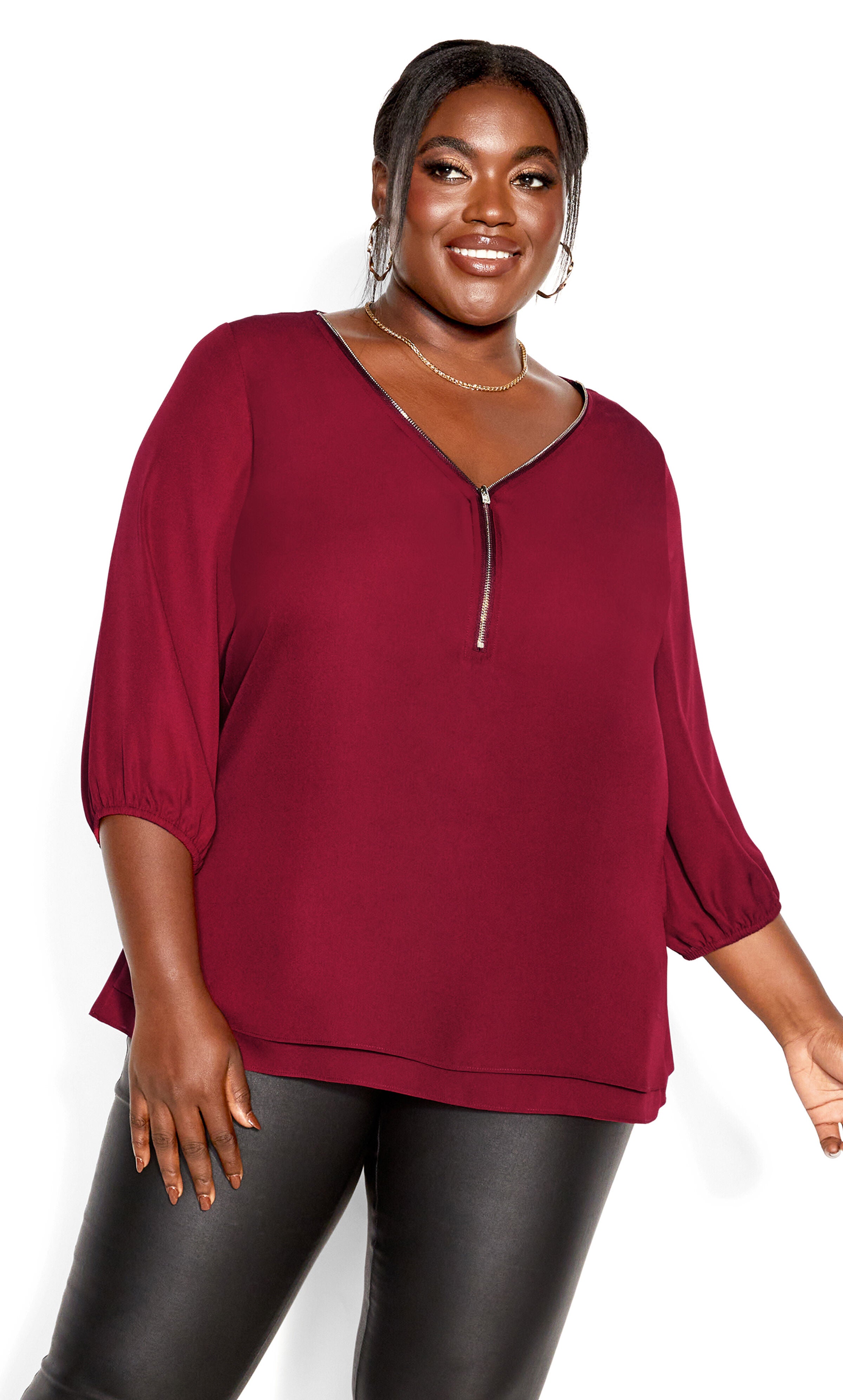 Sexy Fling Elbow Sleeve Top - ruby, Red, hi-res image number 0