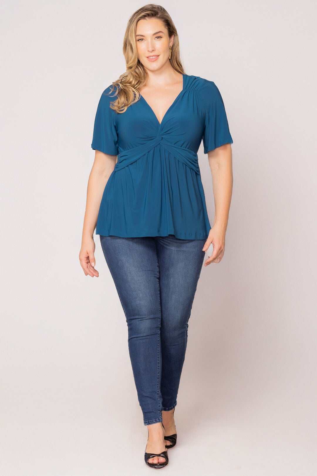 Abby Twist Front Top, Aegean Blue / Teal, hi-res image number 0