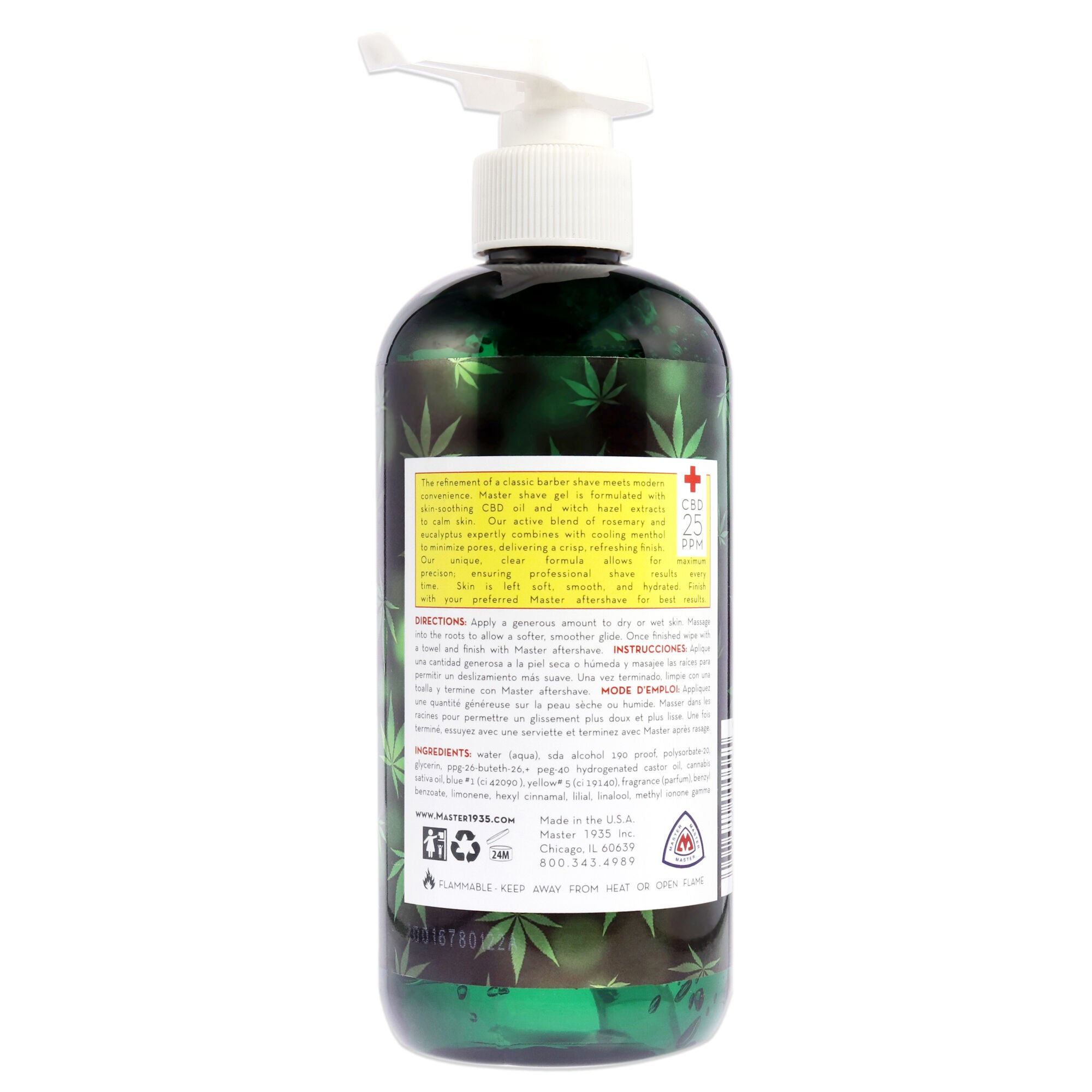 Cannabis Sativa Oil Shave Gel by Master Well Comb for Men - 16 oz Gel, See Description, alternate image number 1