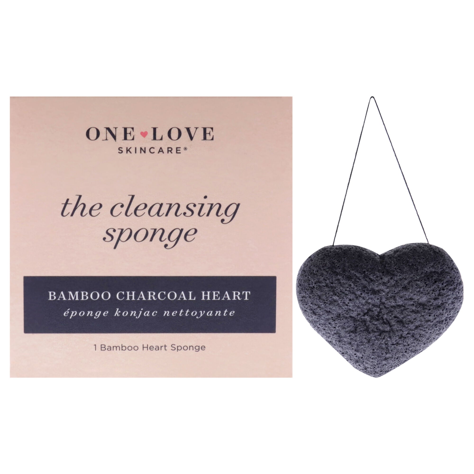 One Love Organics The Cleansing Sponge Bamboo Charcoal Heart by One Love Organics for Women - 1 Pc Sponge, See Description, hi-res image number 0