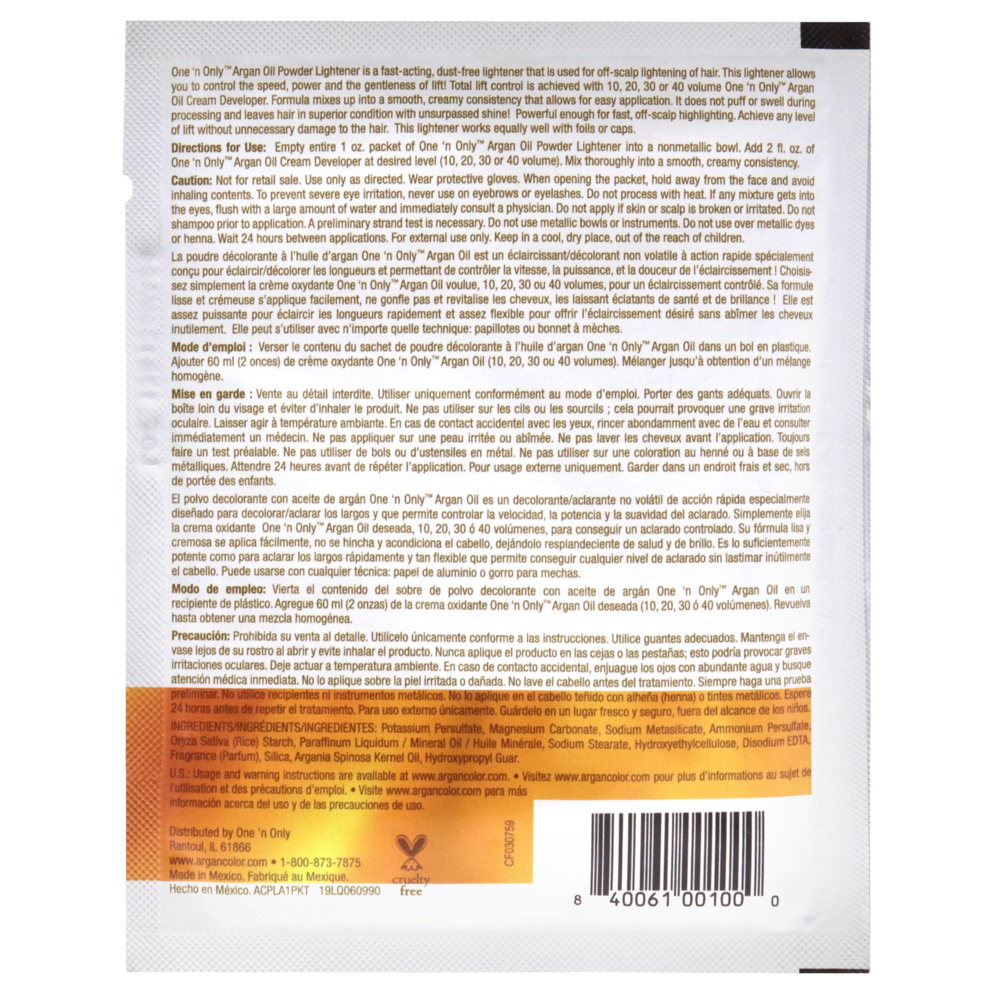 Argan Oil Powder Lightner by One n Only for Unisex - 1 oz Powder, See Description, alternate image number 1