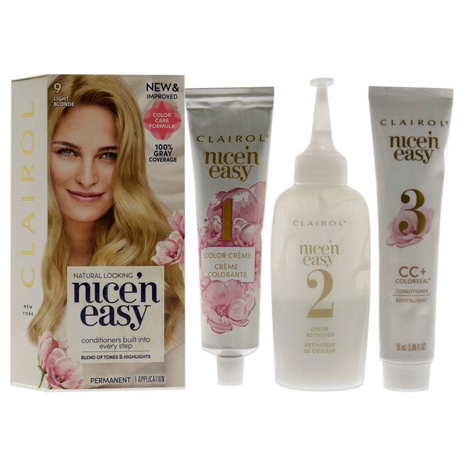 Nice n Easy Permanent Color - 9 Light Blonde by Clairol for Unisex - 1 Application Hair Color, See Description, hi-res image number 0