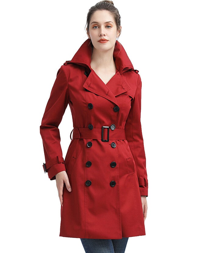 Alexa Waterproof Classic Hooded Trench Coat, Red, hi-res image number 0