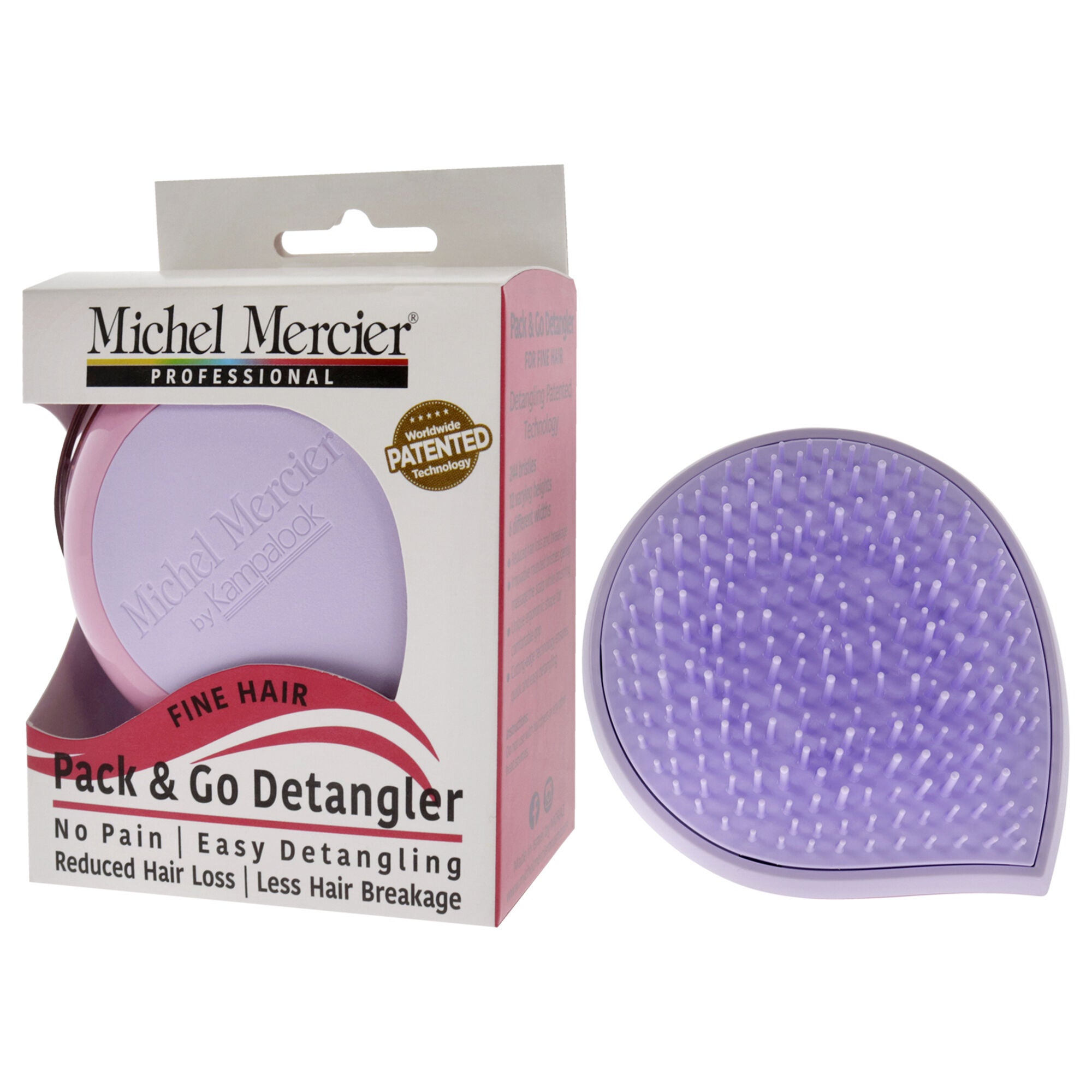 Pack and Go Detangler Fine Hair - Purple-Pink by Michel Mercier for Unisex - 1 Pc Hair Brush, See Description, alternate image number 2