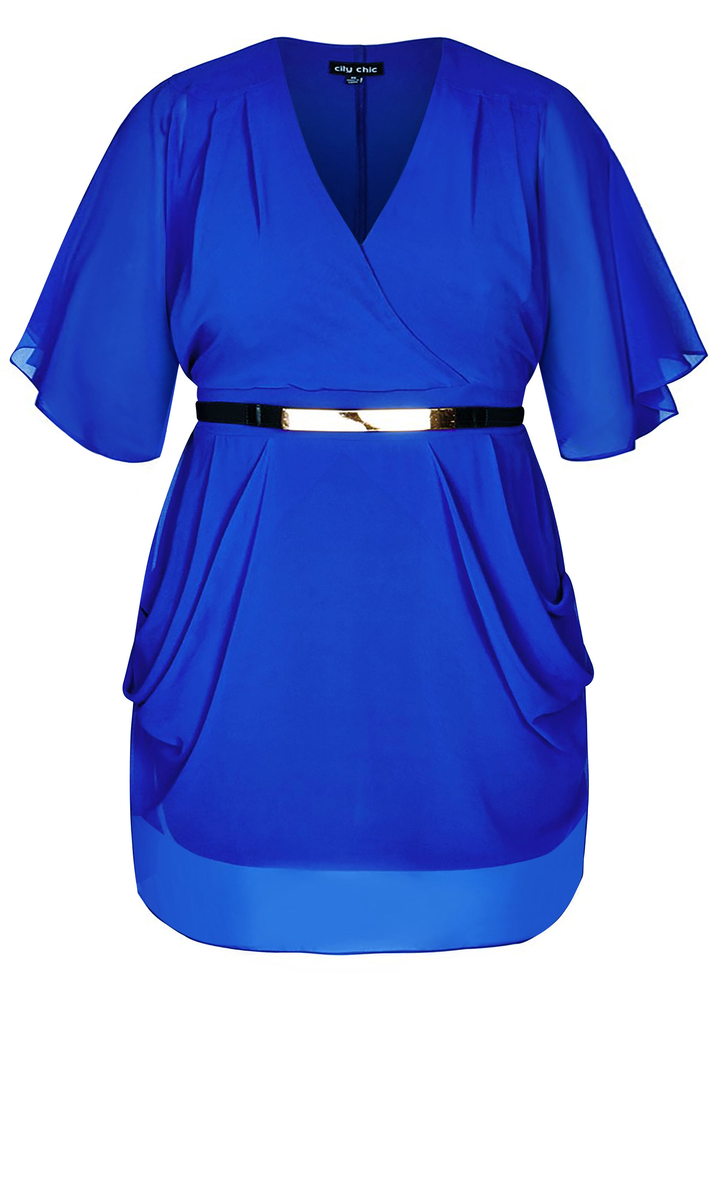 Draped Faux Wrap Dress - ultra blue, , alternate image number 3
